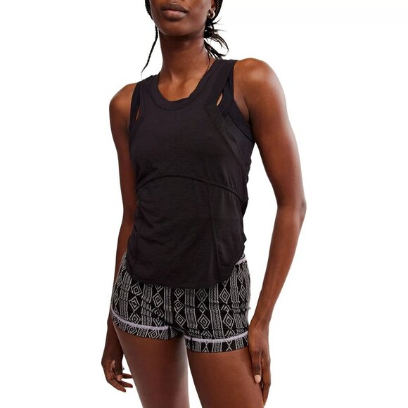 NWT Free People Movement Tempo Silver Lining Black Tank - Picture 1 of 10